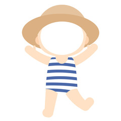 줄무늬 수영복을 입은 얼굴 합성용 일러스트