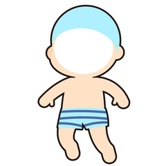 줄무늬 수영복을 입은 얼굴 합성용 일러스트