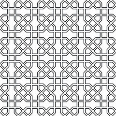Seamless arabic geometric ornament in black color.