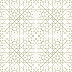 Seamless geometric ornament based on traditional islamic art.Brown color lines.Great design for fabric,textile,cover,wrapping paper,background.