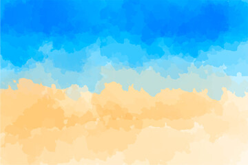 Watercolor background, blue and beige colors, strokes and splashes of paint, colorful vector illustration