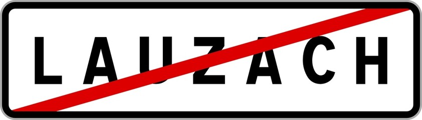 Panneau sortie ville agglom&eacute;ration Lauzach / Town exit sign Lauzach