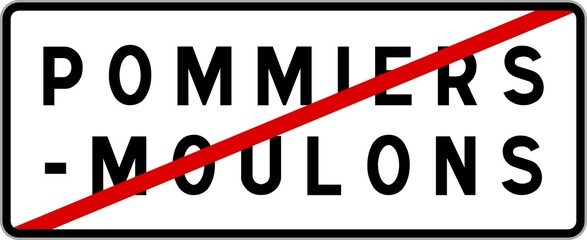 Panneau sortie ville agglomération Pommiers-Moulons / Town exit sign Pommiers-Moulons