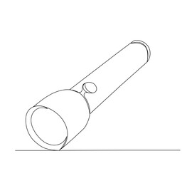 one continuous line drawing flashlight vector