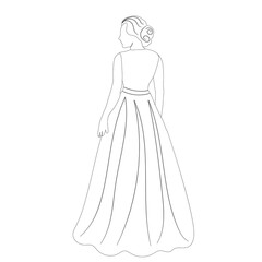 bride sketch on white background isolated