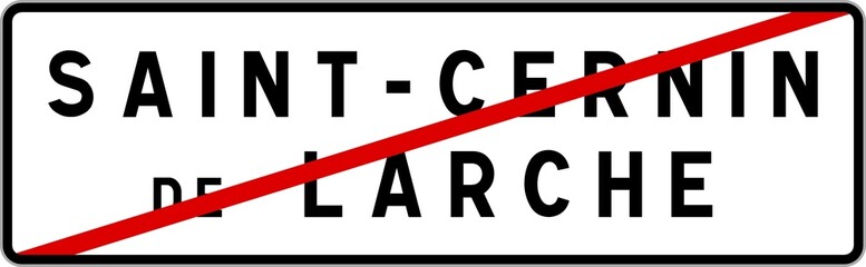 Panneau sortie ville agglomération Saint-Cernin-de-Larche / Town exit sign Saint-Cernin-de-Larche