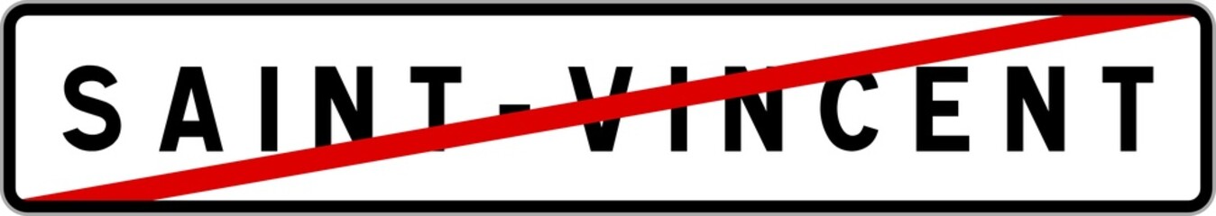 Fototapeta premium Panneau sortie ville agglomération Saint-Vincent / Town exit sign Saint-Vincent