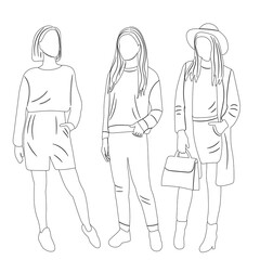 women sketch on white background isolated, vector