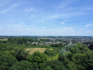 Fototapeta na wymiar Aerial view of woodland and housing estate in Hoddesdon