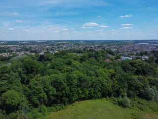 Aerial view of woodland and housing estate in Hoddesdon