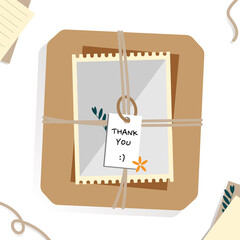 Paper packaging box with Thank you Tag Vector