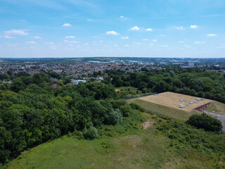 Fototapeta na wymiar Aerial view of, country side, industrial and Hoddesdon town