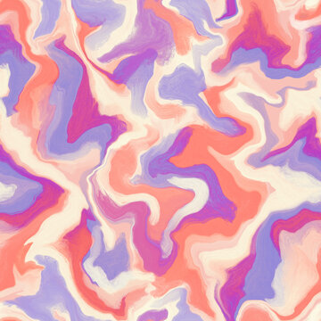 Abstract seamless pattern. Marble swirl futuristic acrylic illustration with distortion. Colorful background. Vibrant texture for modern design, print, fabric, textile, wallpaper.