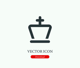 Chess King vector icon. Symbol in Line Art Style for Design, Presentation, Website or Mobile Apps Elements, Logo.  Chess symbol illustration. Pixel vector graphics - Vector