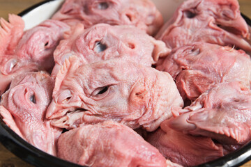 Raw chicken heads