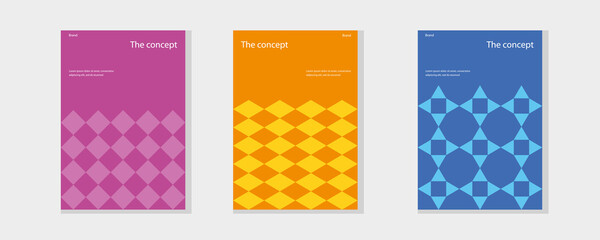 Minimalistic cover design of simple geometric shapes, colorful colors. Free space for text. EPS 10