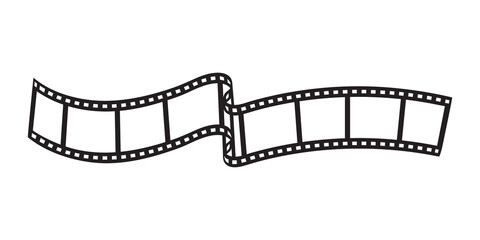 Fototapeta premium The film is black and white, curved by a wave. Minimalism. A simple illustration.