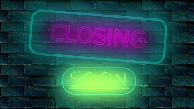 Business closing down neon sign animation