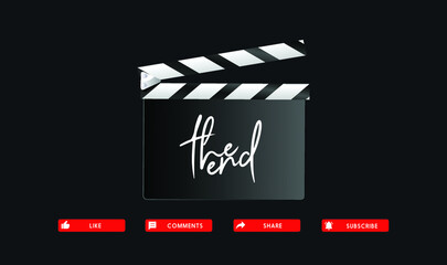 Youtube end screen. The End screen movie clapper board design template.  - obrazy, fototapety, plakaty