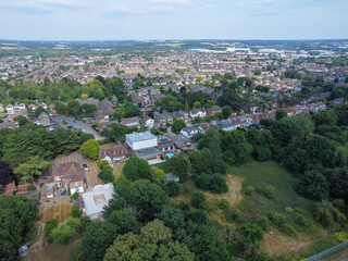 Aerial view of Hoddesdon town from College road UK