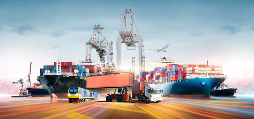 Global business logistics transport import export and International trade concept, Logistics...