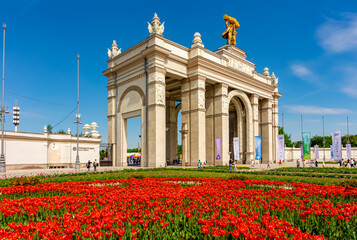 Main entrance to Exhibition of economic achievements (VDNH), Moscow, Russia