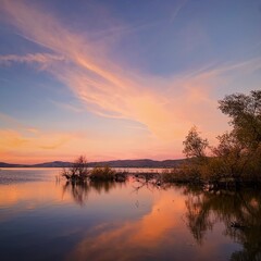 Naklejka premium sunset over lake washoe