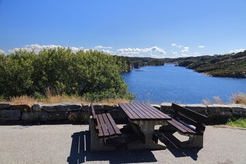 Norway picnic table with a view