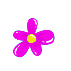 Retro aesthetic y2k, psychedelic acid trippy daisy flower. 70s, 80s, 90s cartoon style. Set element smile emoji. Creative vector illustration. Funny cartoon character. Pop art aesthetic y2k