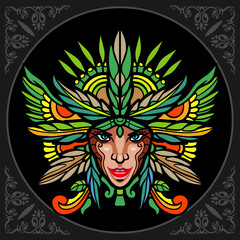 Colorful Cannabis leaf zentangle arts isolated on black background