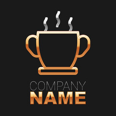 Line Bowl of hot soup icon isolated on black background. Colorful outline concept. Vector