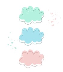 Drawn vector stylized clouds for the design of postcards, business cards, invitations. Wedding holiday design.