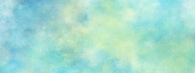 Fototapeta na wymiar abstract brush painted watercolor background with watercolor stains, Grunge style blue or green background with white clouds for any wallpaper and decoration and design.