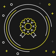 Line Christmas wreath icon isolated on black background. Merry Christmas and Happy New Year. Colorful outline concept. Vector