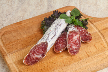 Spanish pork fuet dry sausage