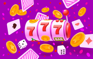 Casino slots winner, fortune of luck, 777 win banner. Vector