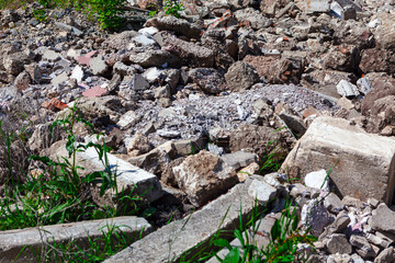 Stone debris . Construction concrete waste