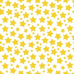 Yellow stars and circles pattern on the white background. Vector illustration.