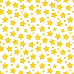 Yellow stars and circles pattern on the white background. Vector illustration.