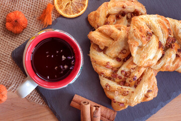 Maple and pecan plait Danish pastry