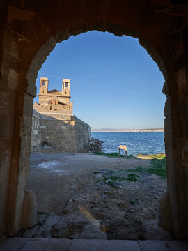Original view of the Saint Peter and Saint Paul church in Tabarca island, Alicante, Spain