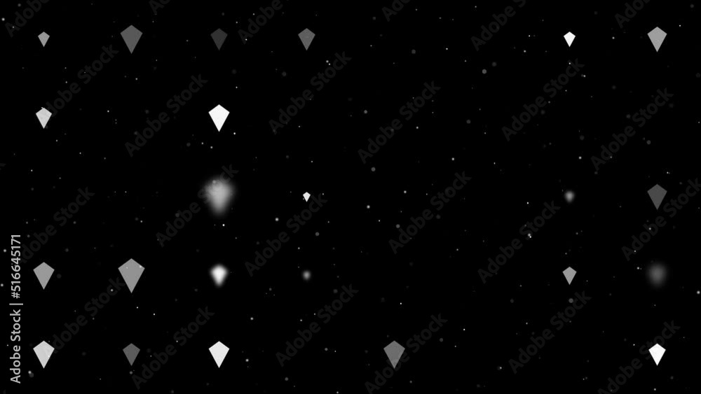 Poster template animation of evenly spaced kite symbols of different sizes and opacity. animation of transp