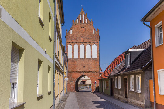 Historic city gate Stralsunder Tor in Grimmen, Germany