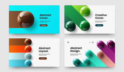 Multicolored realistic balls presentation illustration composition. Clean book cover vector design concept set.
