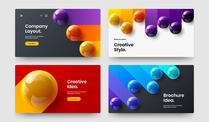 Abstract banner vector design layout collection. Geometric 3D spheres landing page illustration bundle.