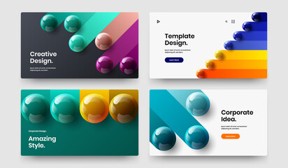 Original magazine cover vector design concept collection. Premium realistic balls web banner layout set.