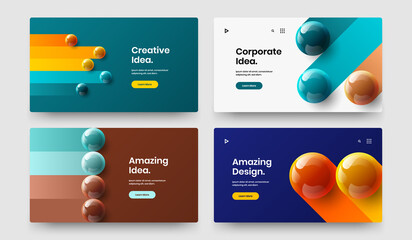 Abstract cover vector design layout set. Premium realistic balls corporate identity concept collection.