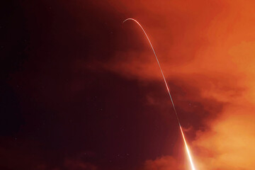 Rocket launch. Elements of this image furnished by NASA