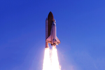 Rocket launch into space. Elements of this image furnished by NASA