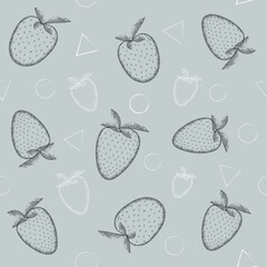 Seamless pattern. An image of a strawberry. Vector graphics.
